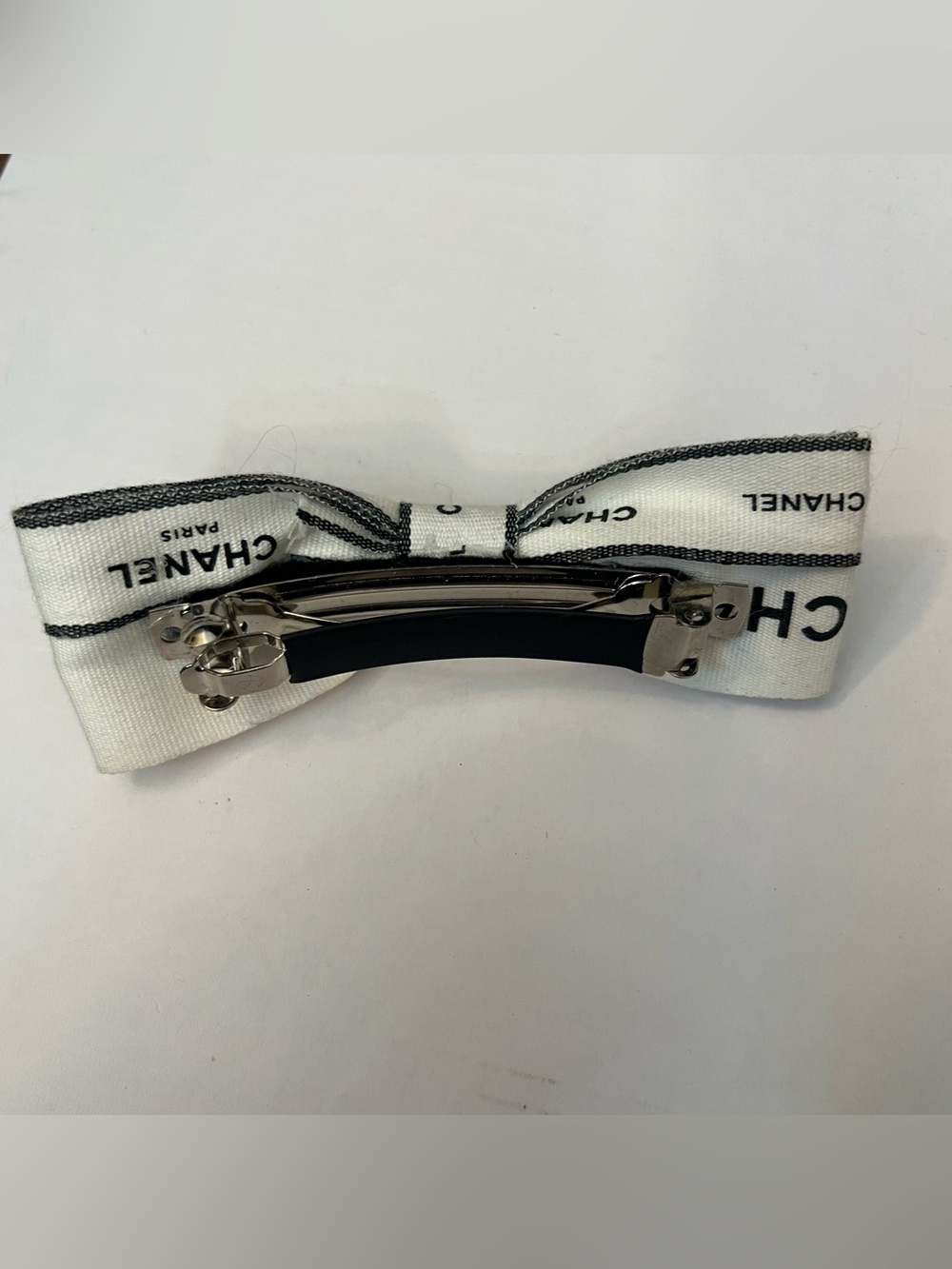 CHANEL White Ribbon with Black Logo 3 Yards - Picture 4 of 7